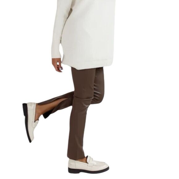 Blank NYC Pants Womens 29 Brown Faux Leather Skinny Ankle Slit Chocolate Pull On - Picture 2 of 14